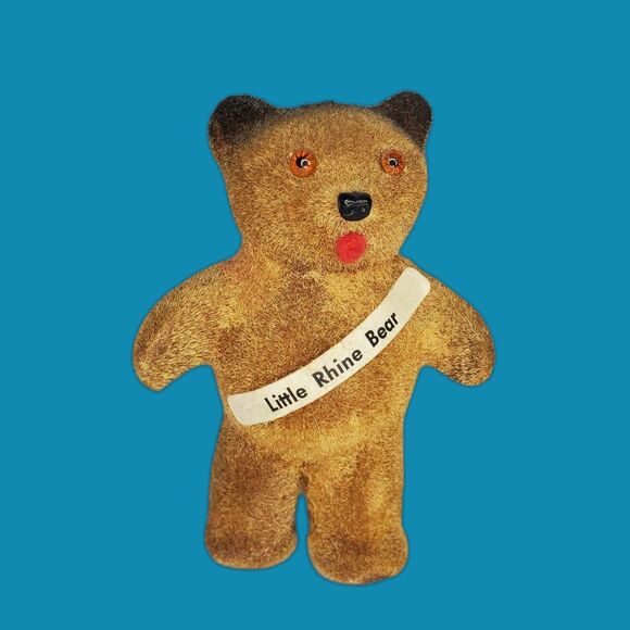 Little Rhine Bear Flocked Brown Bear Vintage Figurine - Picture 1 of 7
